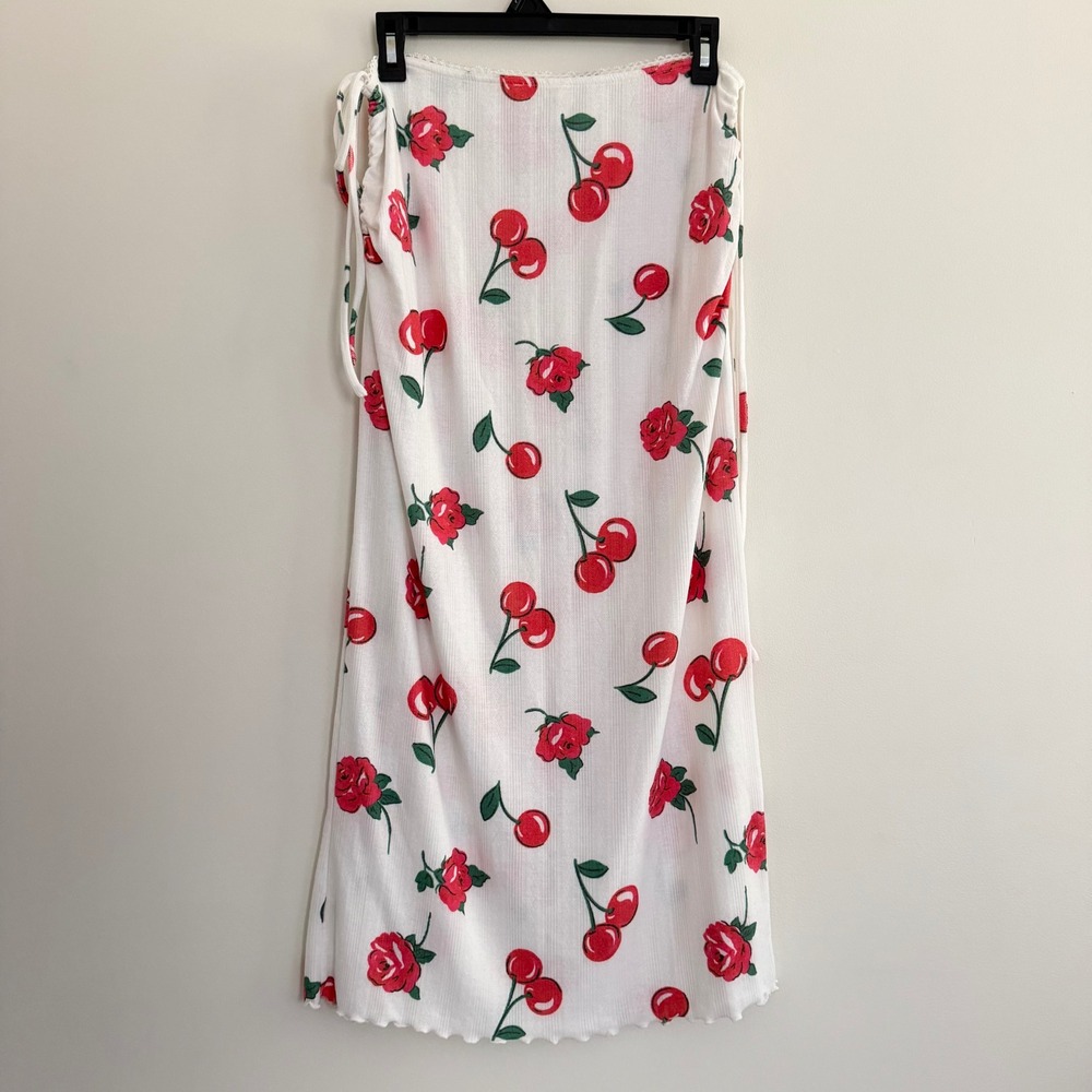 For Love and Lemons Wilma Cherry Rose Midi Skirt Low Rise - Picture 2 of 5